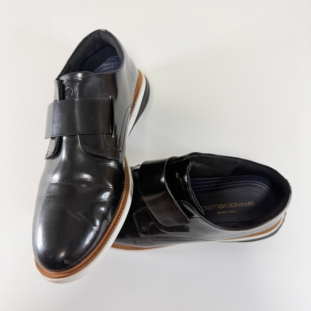 Cole Haan GrandEvolution Black Patent Leather Strap Sneakers - Women's 6B